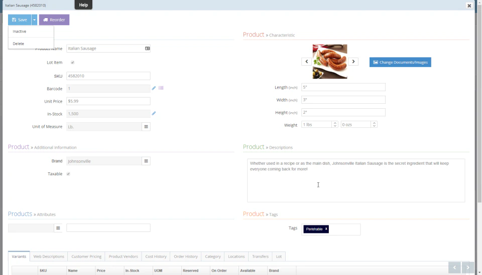 screenshot of Dynamic Inventory